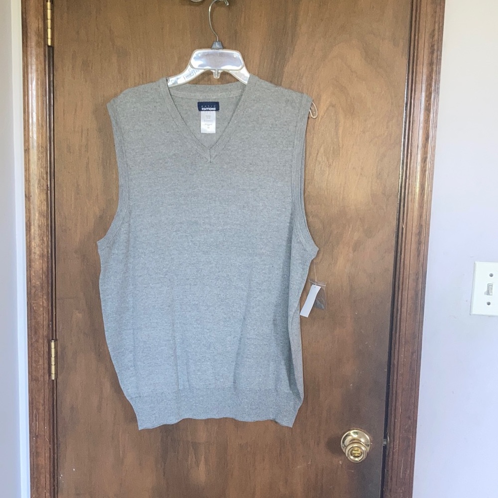 Basic editions heathered gray pullover lightweight sweater vest
